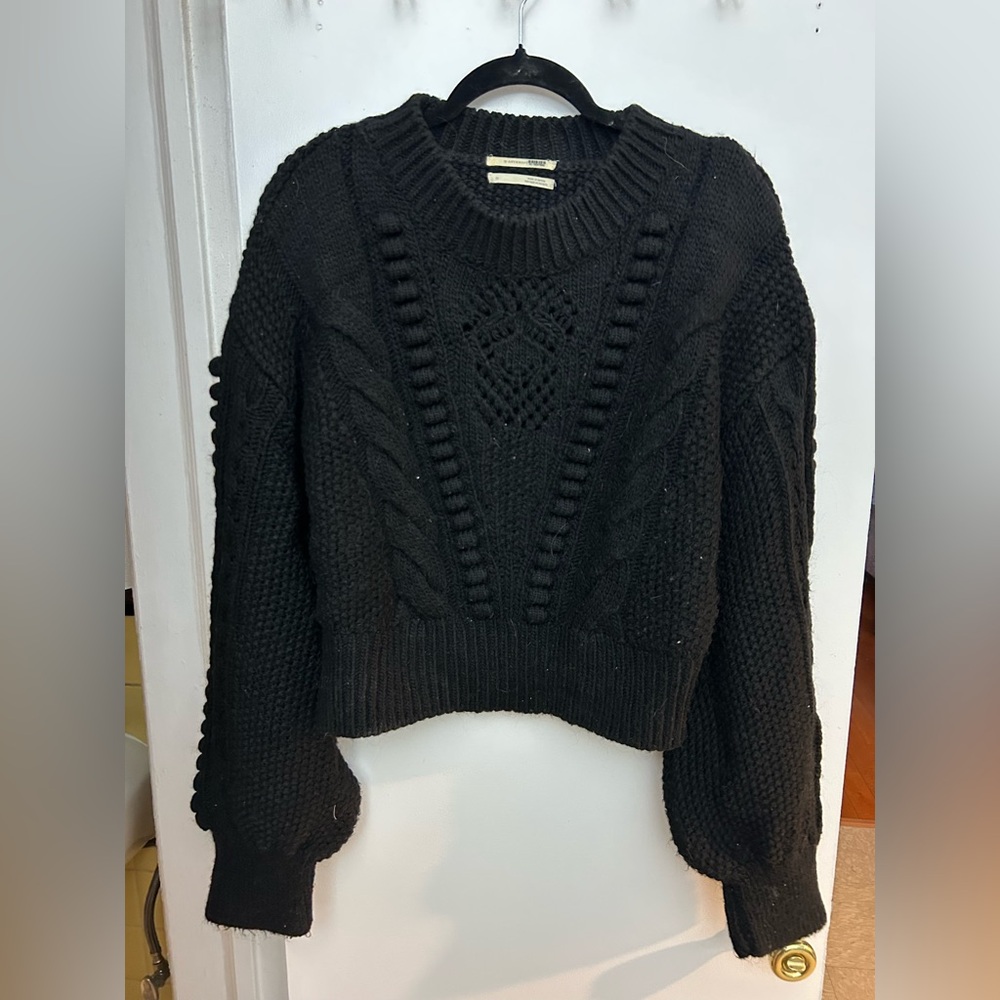 Anthropologie Black Cable Knit Sweater